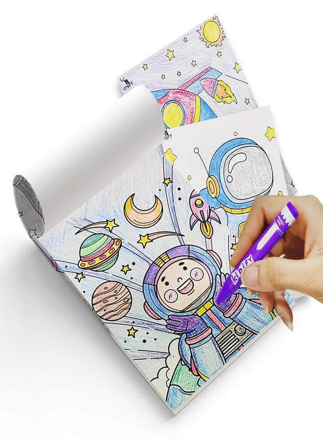 iCraft iCraf Coloring Pad for Toddlers & Preschoolers - 24 Pages + 10 Crayons - Kids Art Set Gift (Space) - Image 4
